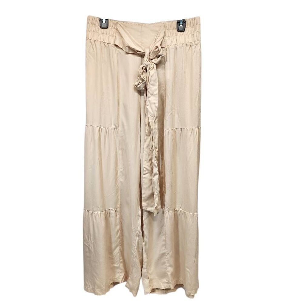 SDEER Women's Large Belted Wide Leg Pants Elastic High Waist Loose Fit Flowy